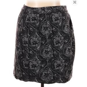 Talbots Wool Blend Wrap Skirt Floral Lined Black & Gray Size 12P